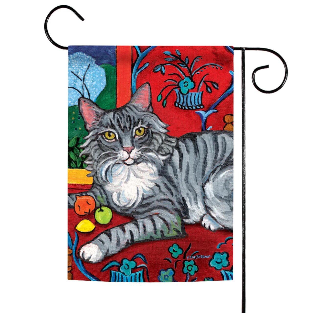 Toland Home Garden Cat Lovers Long Haired Tabby Outdoor Garden Flag 18" x 12.5"
